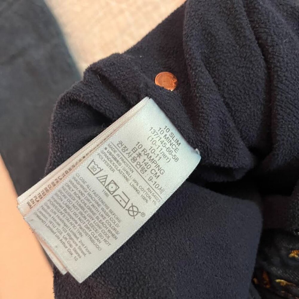 GAP Easy Taper Fleece Lined Jeans Pants Adjustable Waist Size 10 Slim EUC - Picture 3 of 6